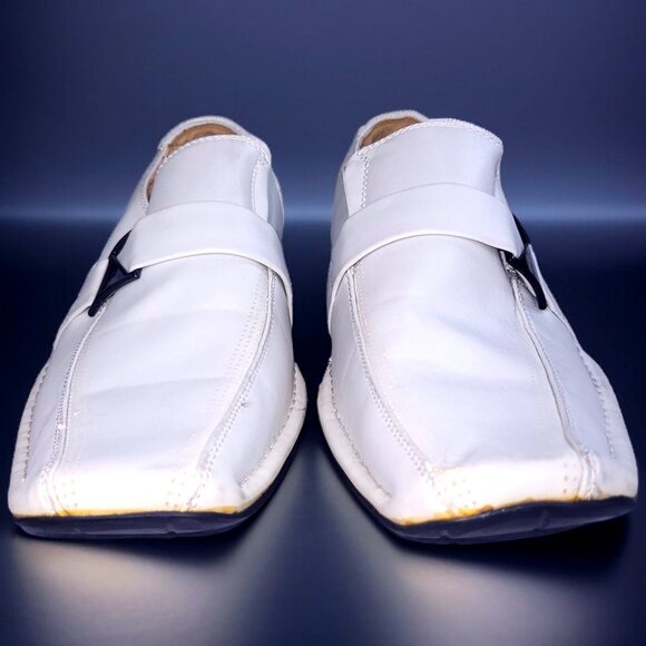Men’s White square toe Slip-On Dress Shoes - Picture 5 of 7